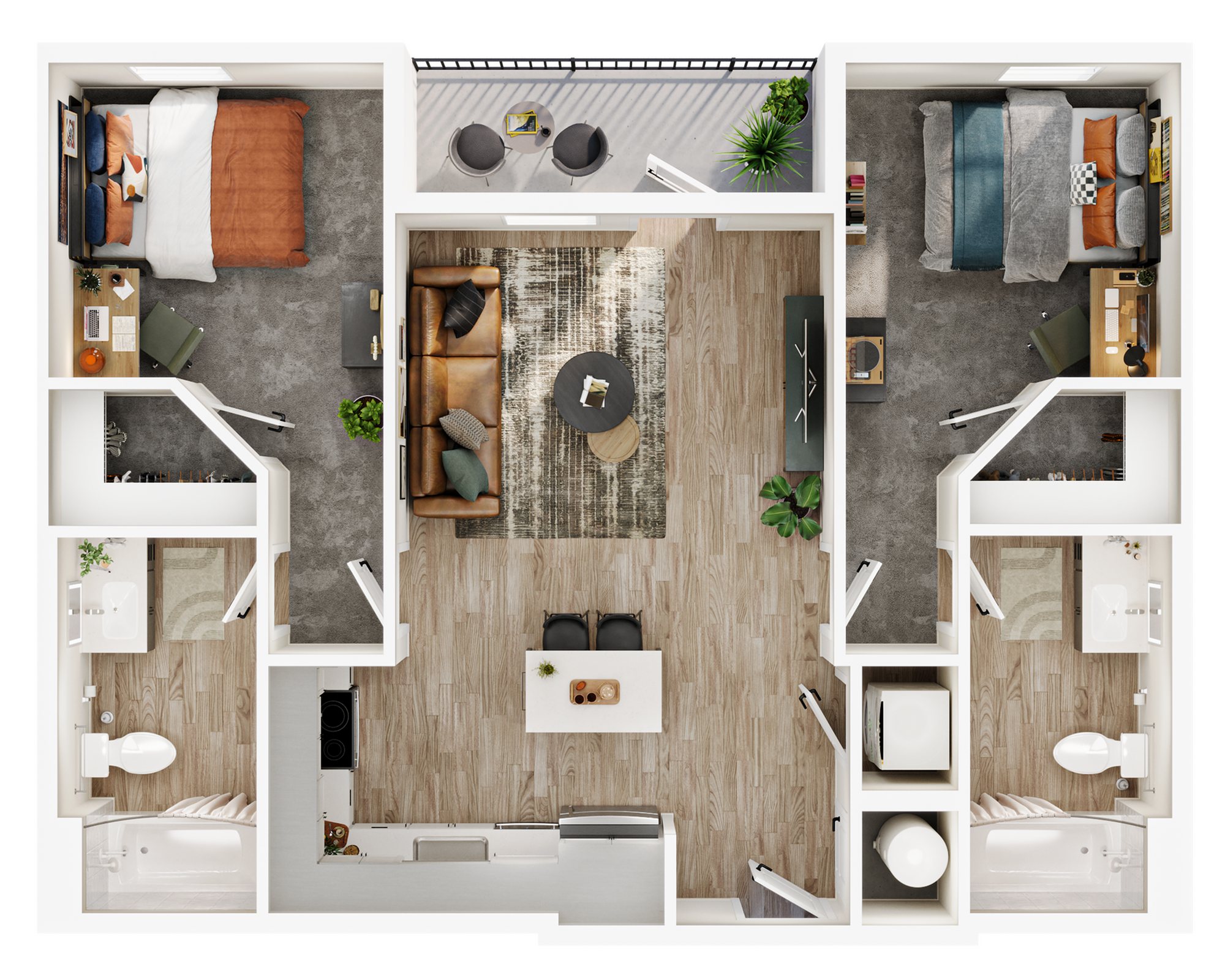 2BR/2BA – B1 floor plan